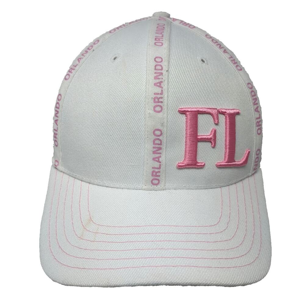 Classic Orlando FL Baseball Cap White One Size Pink Embroidery Strapback Hat